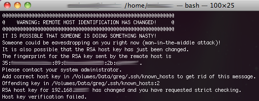SSH warning - remote host identification changed